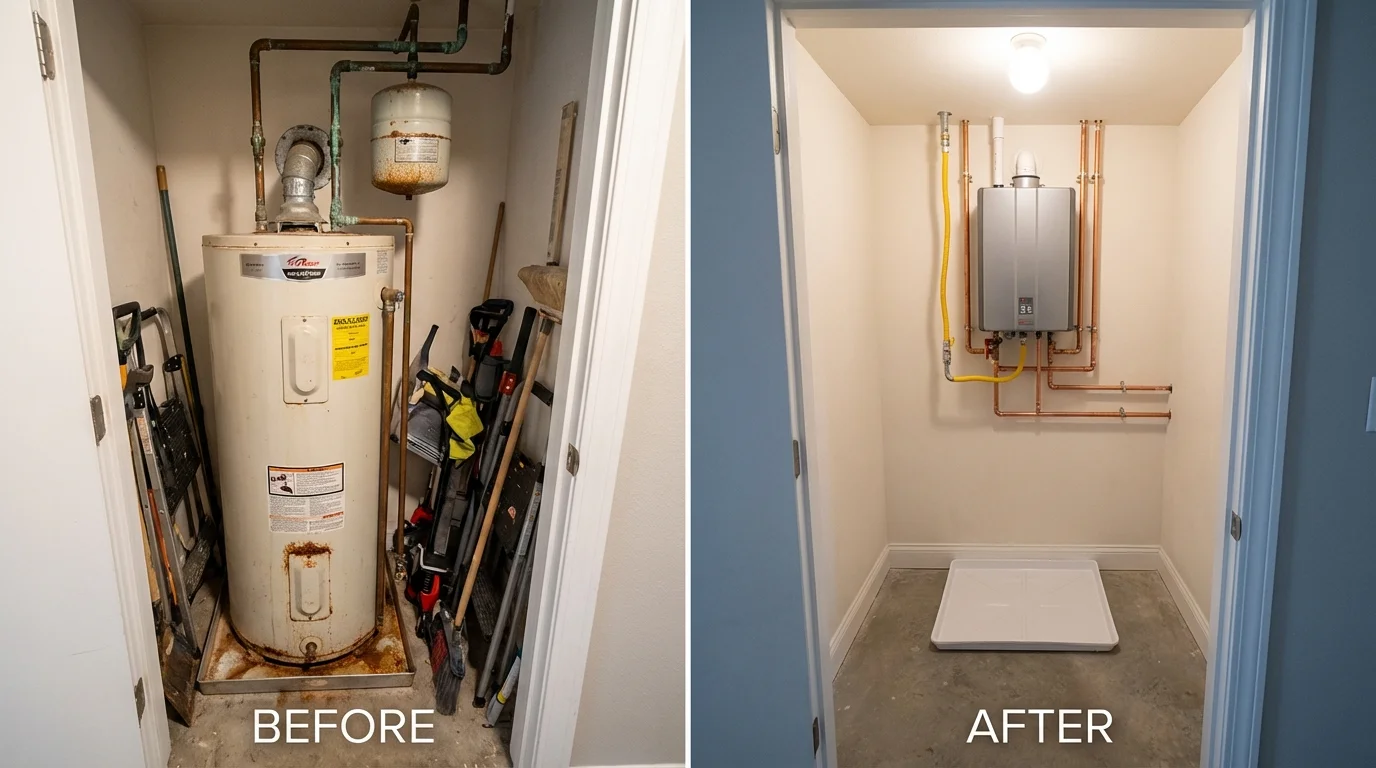Tank water heater versus wall-mounted tankless unit comparison for Bellingham, WA homeowners