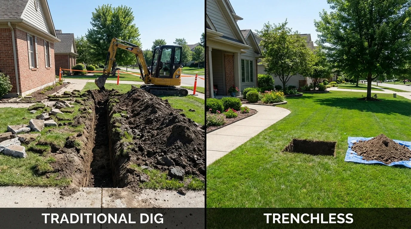 Trenchless sewer repair with minimal yard damage versus traditional excavation in Bellingham, WA